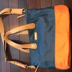Storksak Color Block Tote Diaper Bag -Navy/Orange